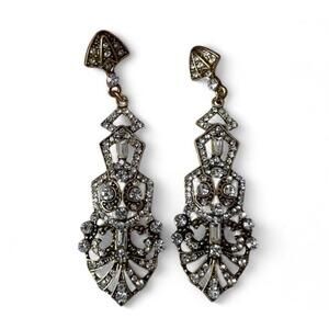 Earrings Womenβs Dangle Metal Chunky Jewel Encrusted Glam